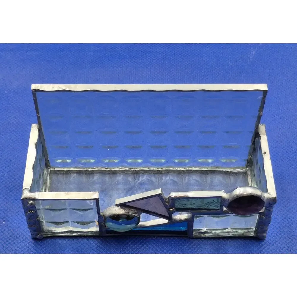 Small Stained Glass Beveled Glass Jewelry Trinket Card Box 4.5x2x3